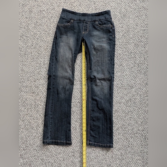 Suko Women's (Size 8P) Blue Partially Distressed Boot Cut Elastic Waist Jeans - Picture 9 of 12